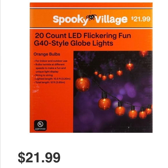 NWT Spooky Village 20 Count LED Flickering Halloween Globe lights PURPLE #2 - Picture 3 of 3